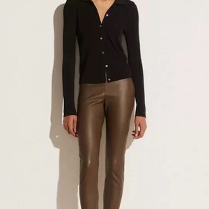 Vince signature olivewood stretch lamb leather pull-on pants | Small